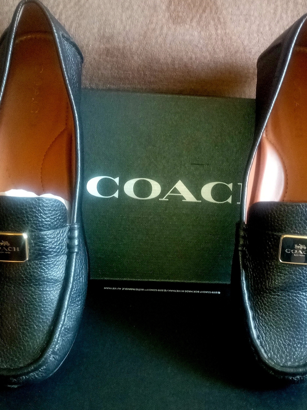 COACH Black Leather Mona Loafers